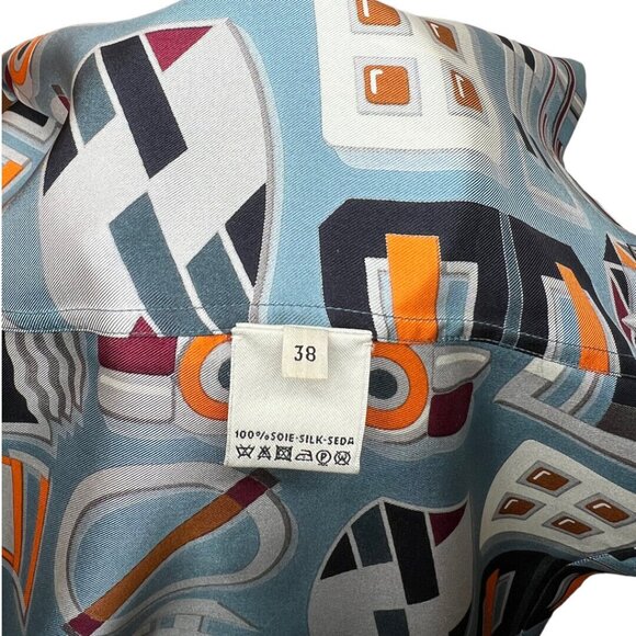 Hermes NWT Luxurious Silk Twill Buckles Blouse Shirt Size 38 Made In France - Picture 11 of 14